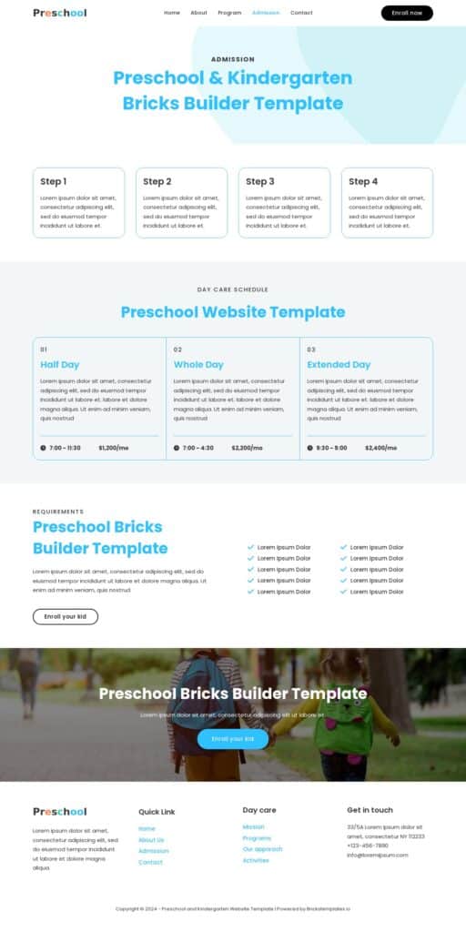 Admission Preschool and Kindergarten Website Template Admission Preschool and Kindergarten Website Template